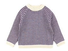 FUB ecru/royal blue/pure red Nordic merino wool sweater